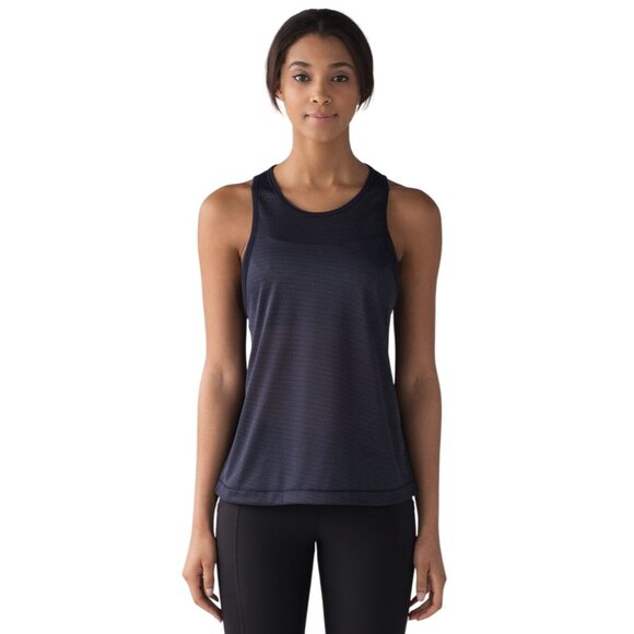 Lululemon Squad Goals Tank Top Size 8 Sleeveless Trinity Mesh Navy Workout - Picture 1 of 8